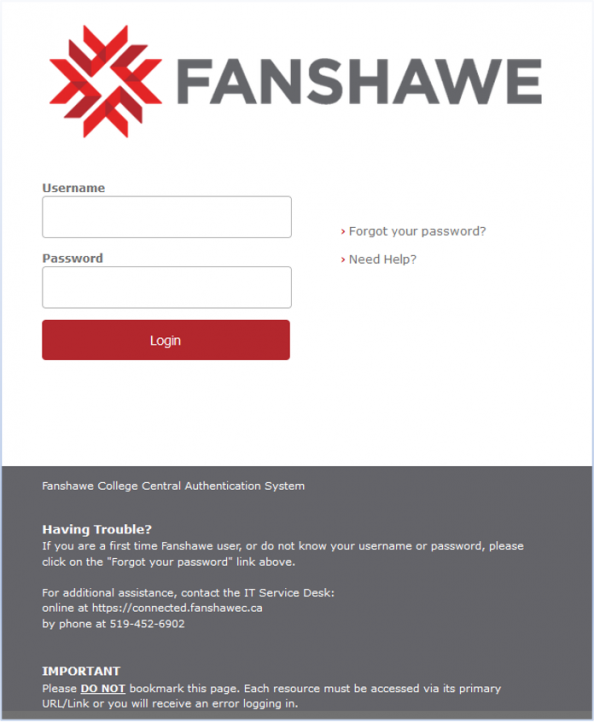 New CAS Login Experiance Fanshawe CONNECTED